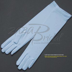 15.5″ Long 4-Way Stretch Matte Finish Satin Dress Gloves 8BL - Light Blue